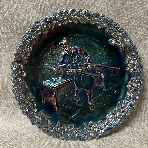 1970 FENTON Carnival Glass Plate Craftsman of New America Jamestown 1608 No. 1 - Picture 1 of 4